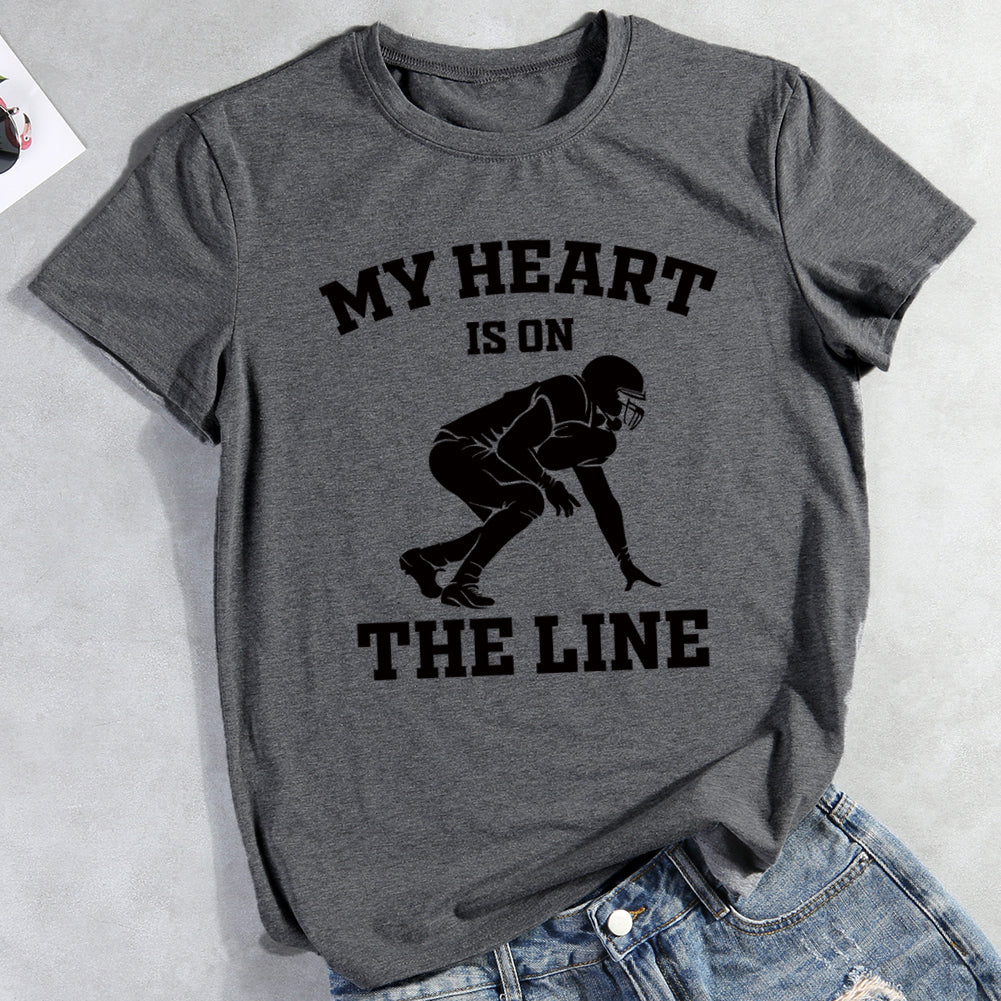 My heart is on the line football T-Shirt Tee -598489-Guru-buzz
