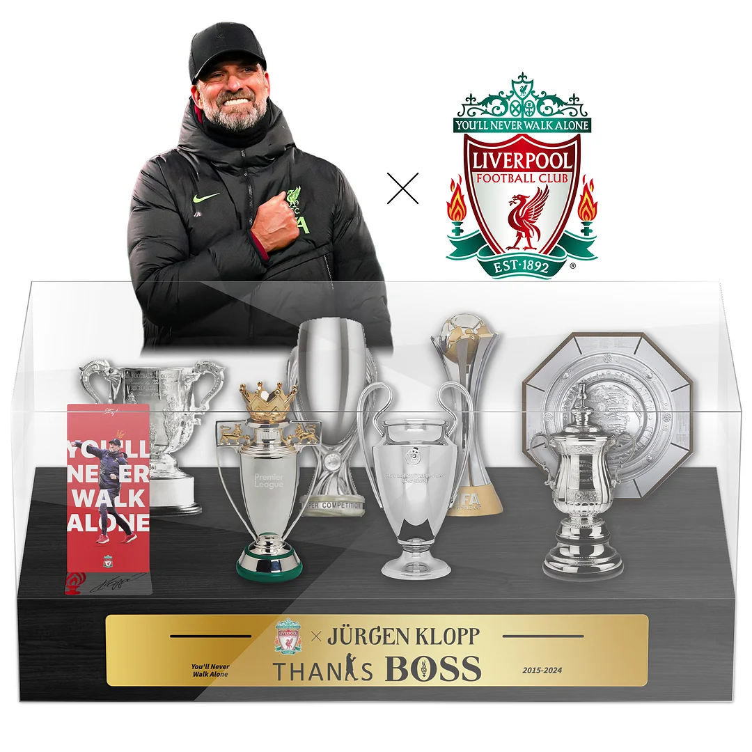 Jürgen Klopp Liverpool Career(2015-2024) Football Championship 7 Trophy   Display Case