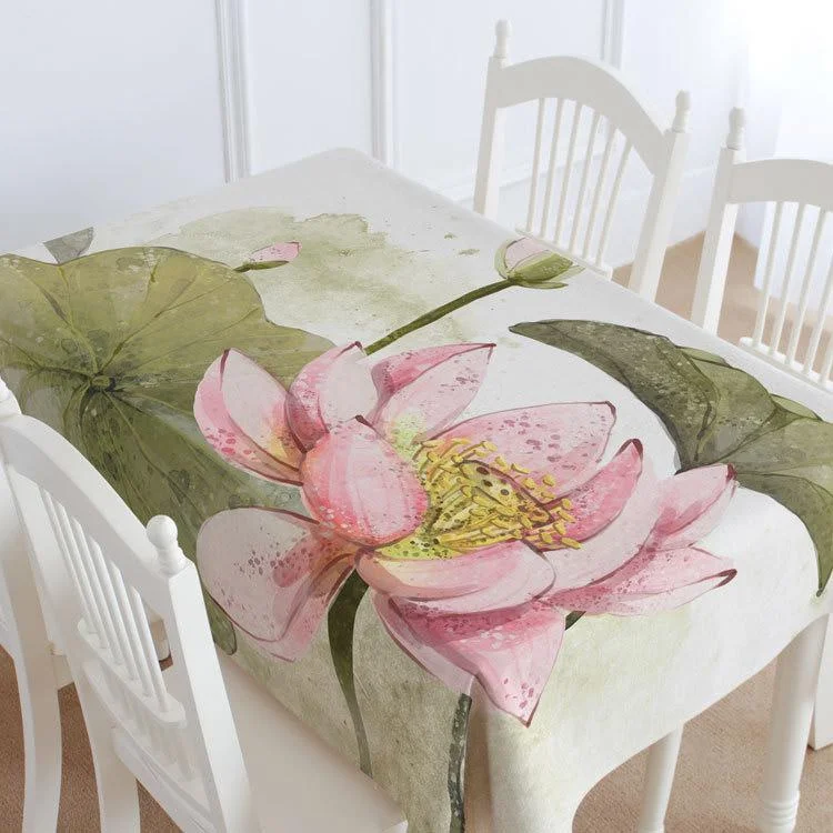 Lotus Flower Casual Printed Tablecloth
