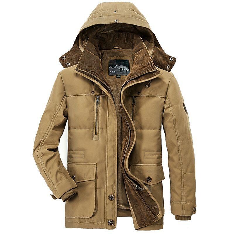 rogoman men's outdoor hoodie down jacket thermal warm windproof