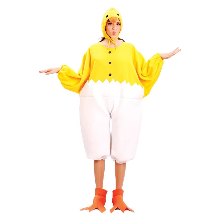 Adult Unisex Funny Animal Yellow Duck Eggshell Jumpsuit Outfits Costume Carnival Party Suit