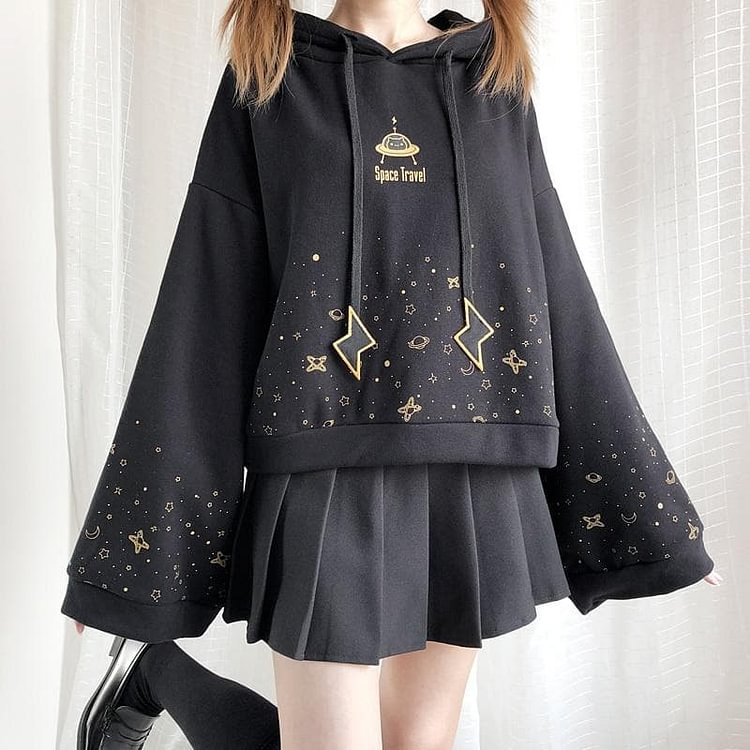 Black Space Travel Hoodie Jumper SP14483