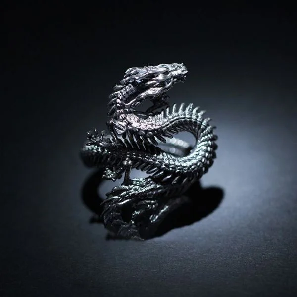 Sterling Silver Dragon Skeleton Ring