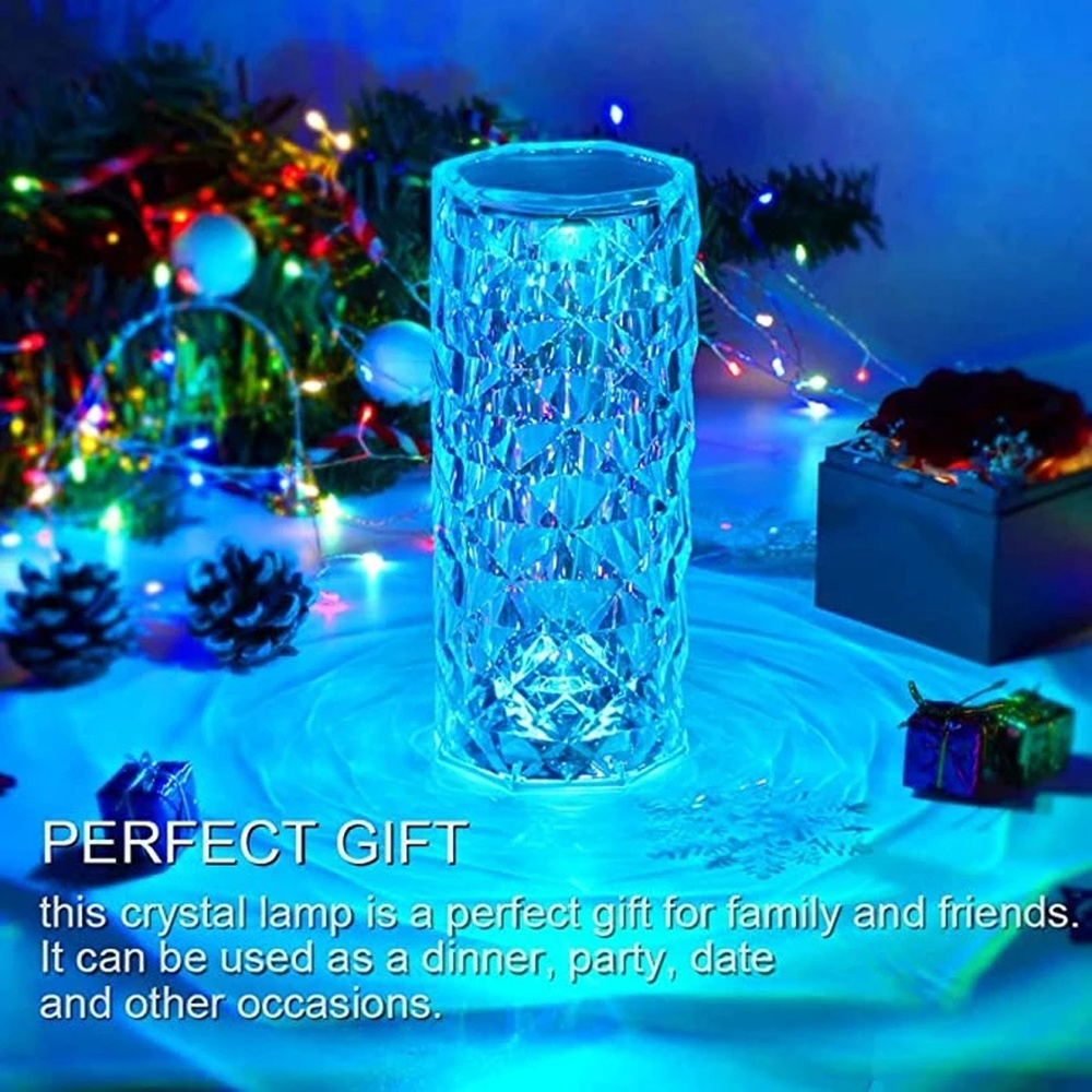 Diamond Crystal Table Lamp with 16 RGB Lights