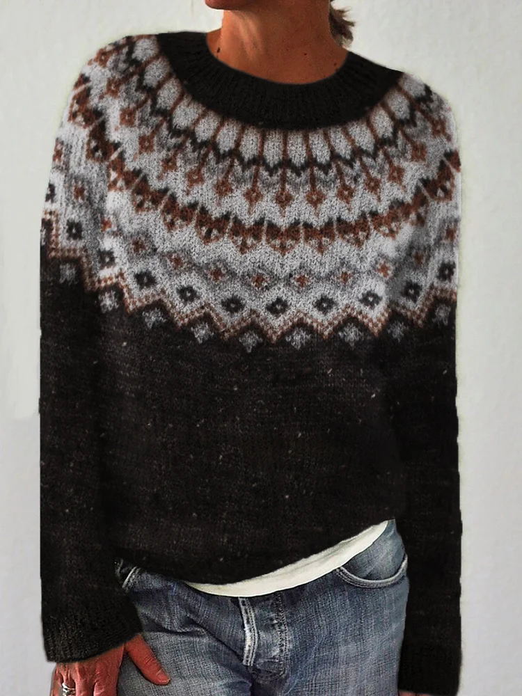 VChics Fox Inspired Isle Pattern Cozy Knit Sweater