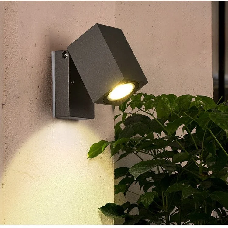 Black Spotlight Rotatable LED Outdoor Wall Lamp Decorative