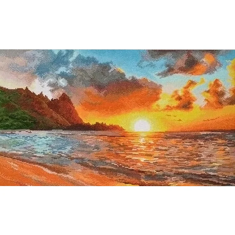 Spring Brand - Sunset At Sea 16CT Stamped Cross Stitch 55*36CM（31 Colors）