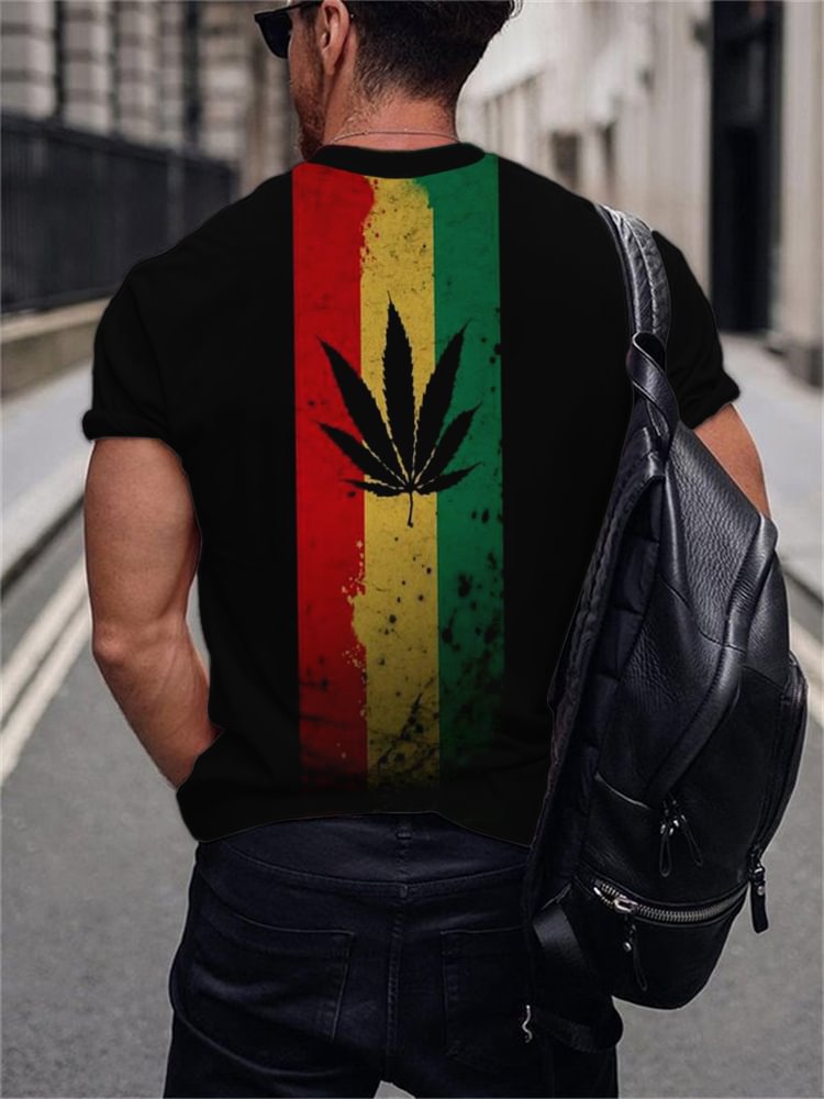 Men's Black Pride Rasta Striped Graffiti T Shirt