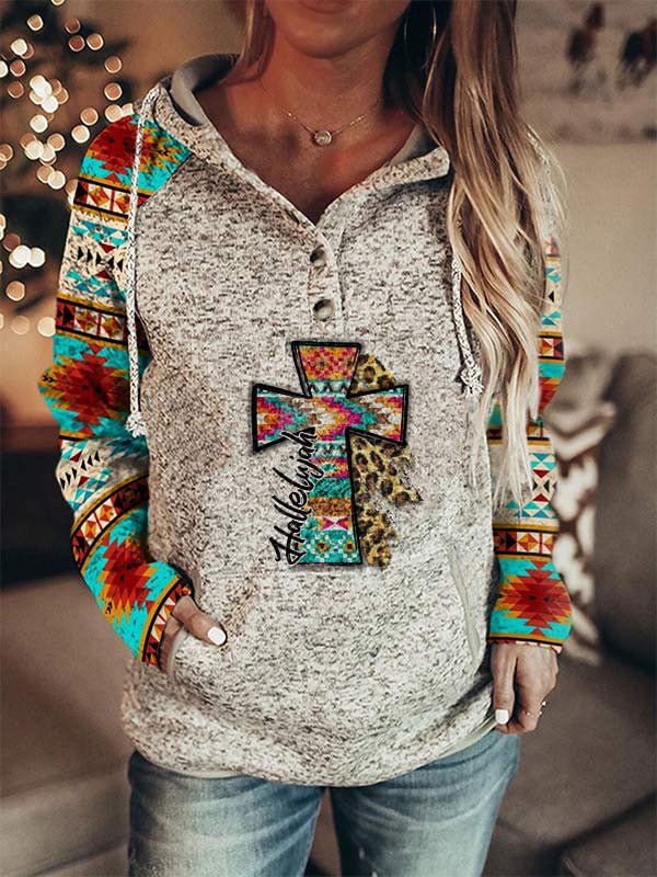 V-Tie Cap Western Women's Sweatshirt socialshop