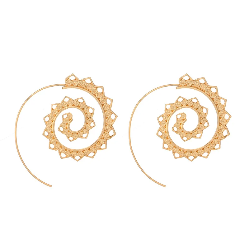 Round spiral exaggerated retro ladies earrings