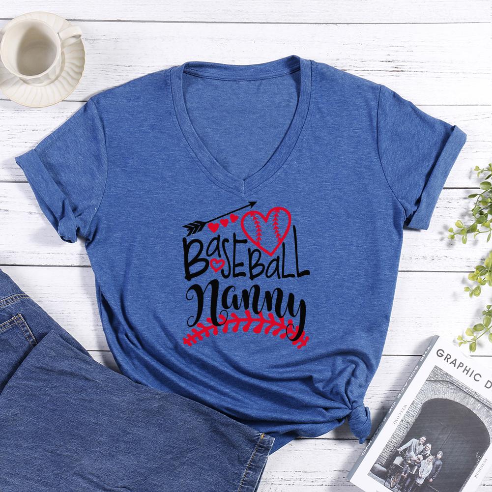 Baseball Nanny V-neck T Shirt-Guru-buzz
