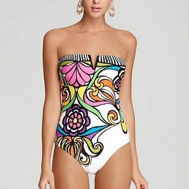 Exclusive Abstract Painting Sexy One Piece Swimsuit