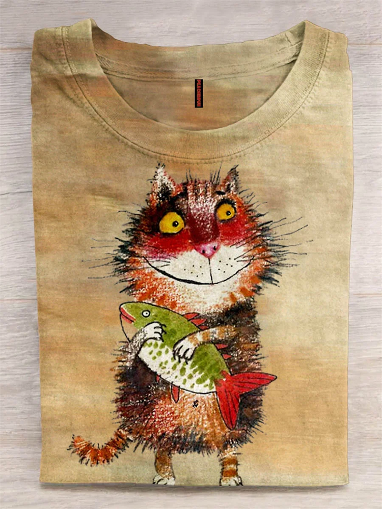 PeachBruh Lovely Cat Art Print T-shirt