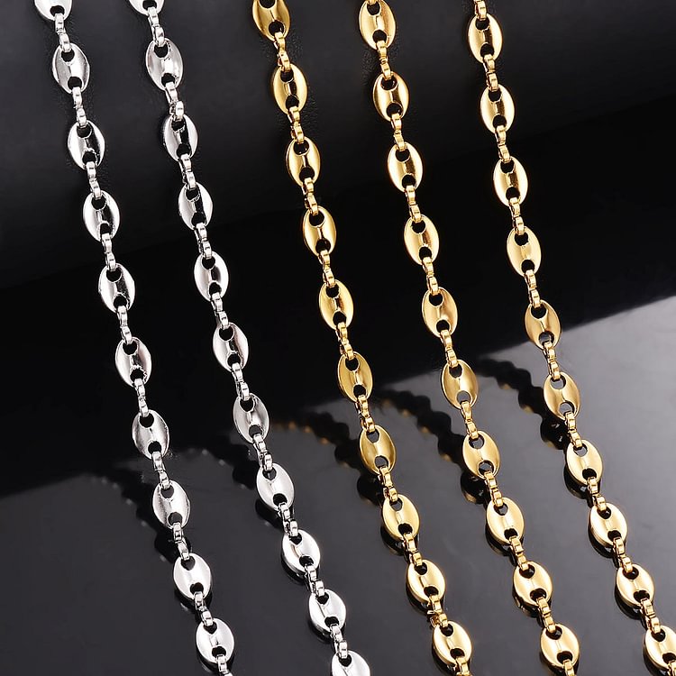 YOY-Stainless Steel Hip Hop Coffee Bean Chains Necklaces