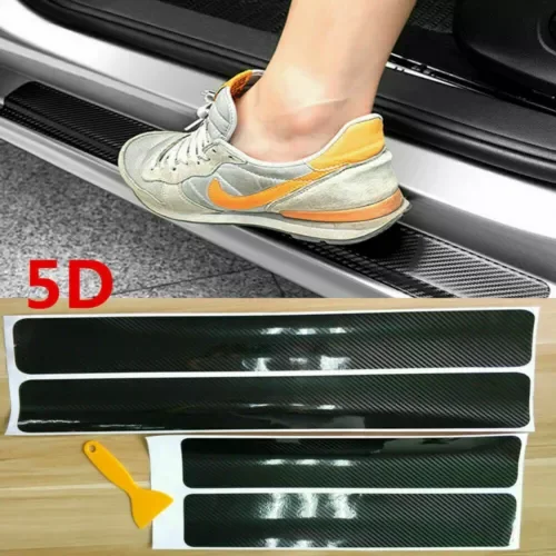 Dronehint Car Parts Acessories Stickers Carbon Fiber Vinyl Wrap Door Sill Protector 4PCS (For: Audi Sport) Parts