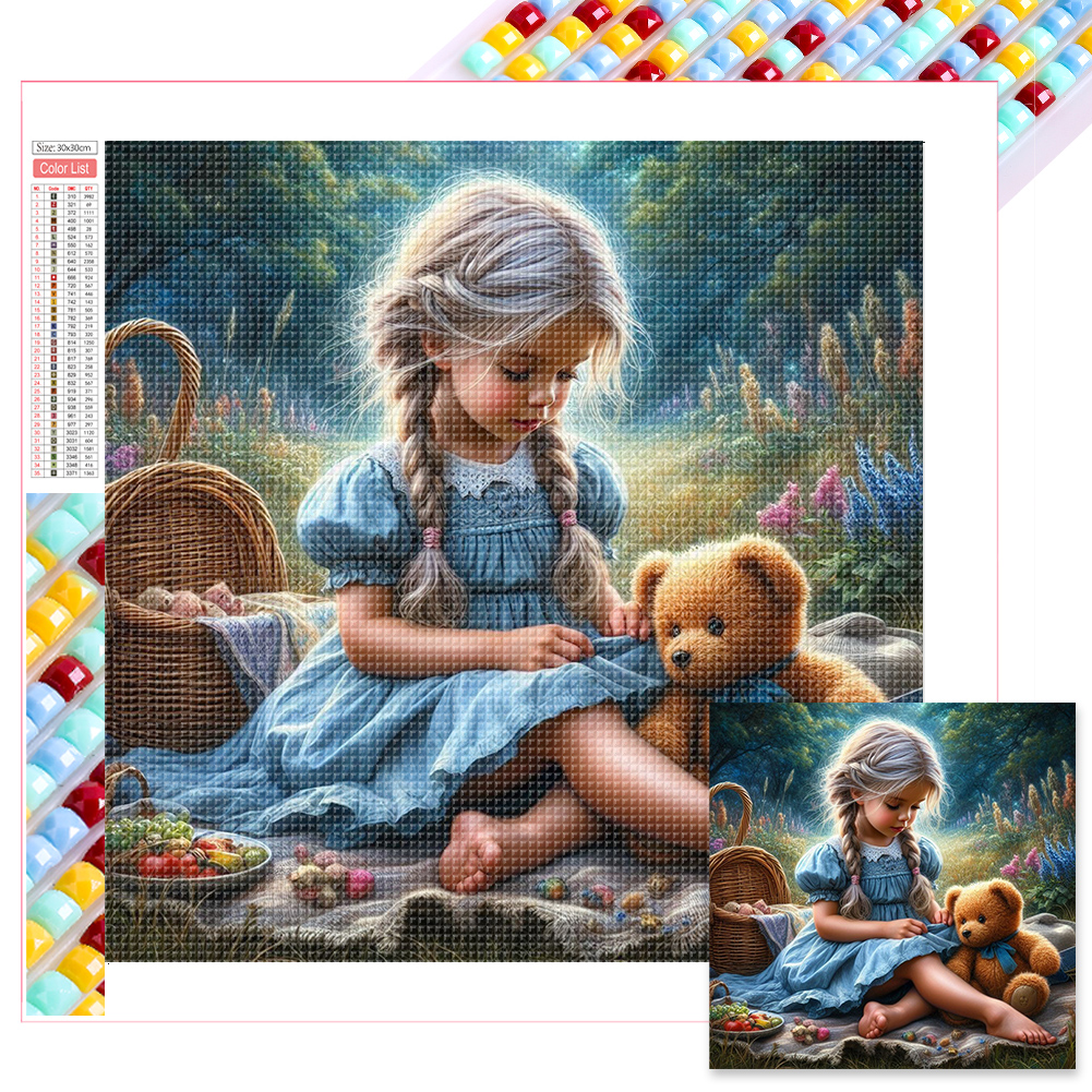 Little Girl 30 30CM Canvas Full Square Drill Diamond Painting