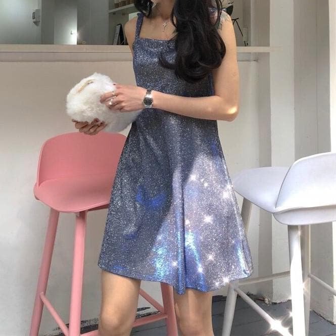 Blue/Pink Pastel Sparkling Suspender Dress SP1812271