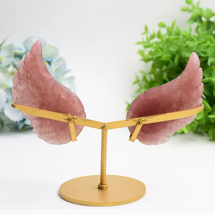 4.0"   Crystal Pair of Wings Carving with Metal Display Stand