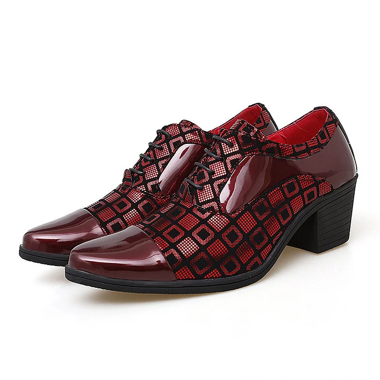 Vintage Men's Heightening Lace-Up Oxford Patent Leather Shoes  Stunahome.com