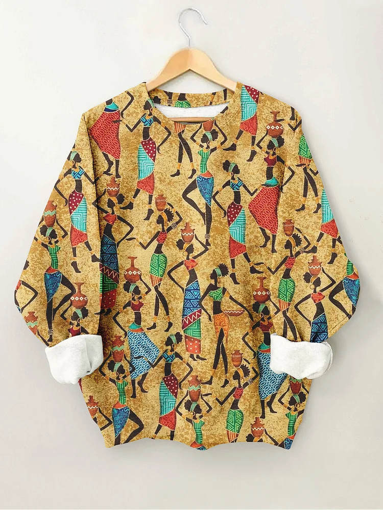 Women's African Ethnic Art Print Casual Sweatshirt