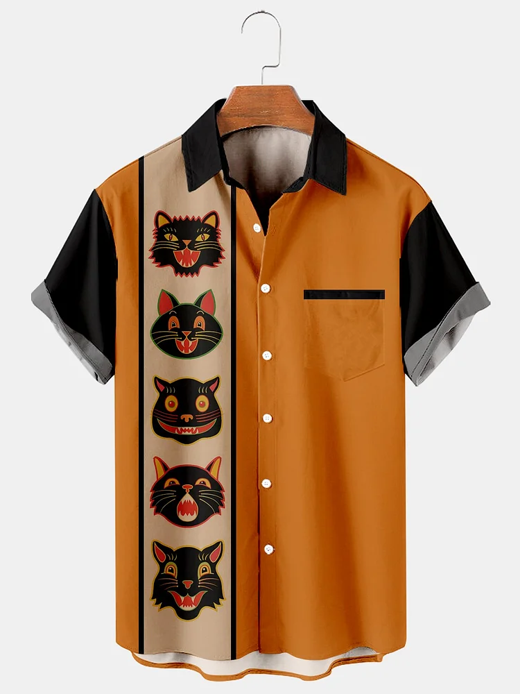 Halloween Casual Loose Men's Plus Size Short-Sleeved Shirt socialshop
