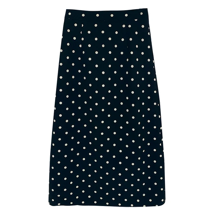 Polka Dot High Waist Split Skirt