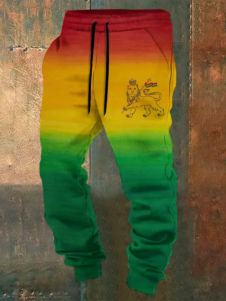 Men's Reggae Glory Gradient Lion Art Sweatpants