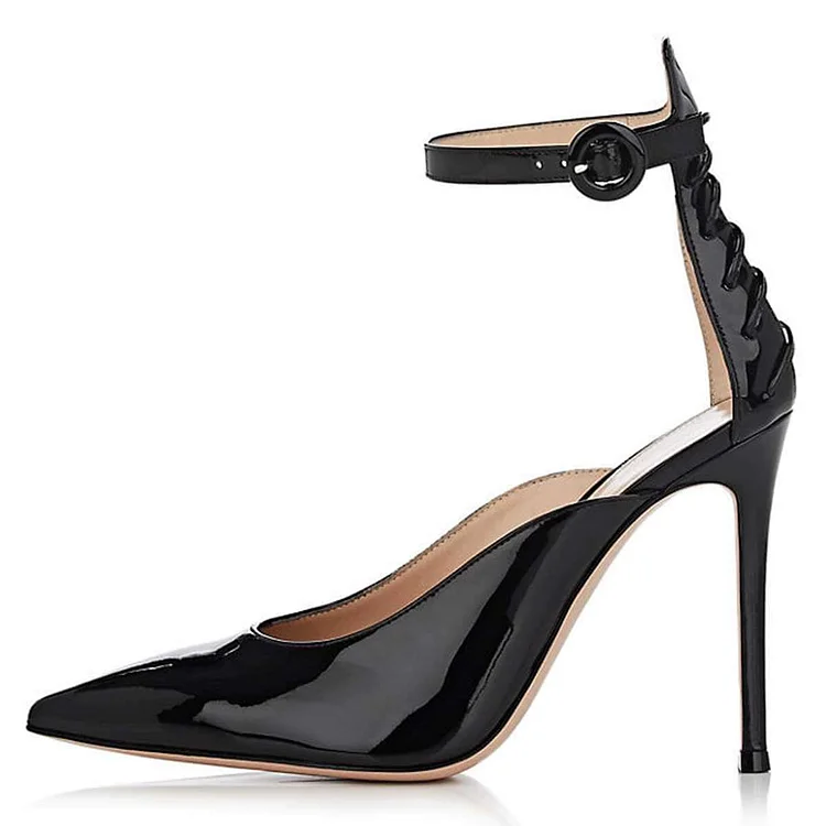 Black Patent Leather Lace Up Pumps Vdcoo