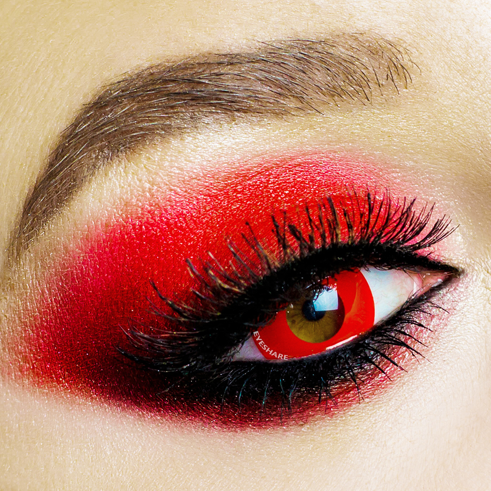 EYESHARE COSPLAY Colored Contact Lenses PURE-RED Eyes Contact Lenses 14.5MM  use 1 Year, image size:1000x1000