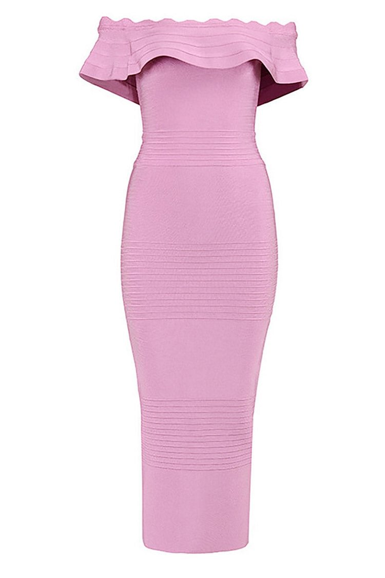 Pink Off-the-shoulder Bandage Prom Dress - Shop Trendy Women's Clothing | LoverChic
