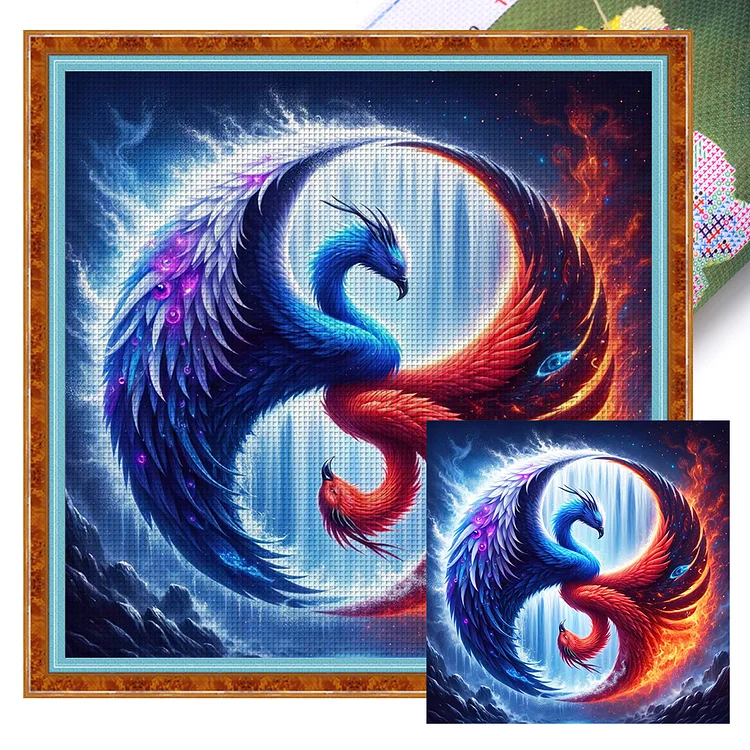 Tai Chi Yin Yang-Ice Fire Phoenix (45*45cm) 11CT Stamped Cross Stitch gbfke