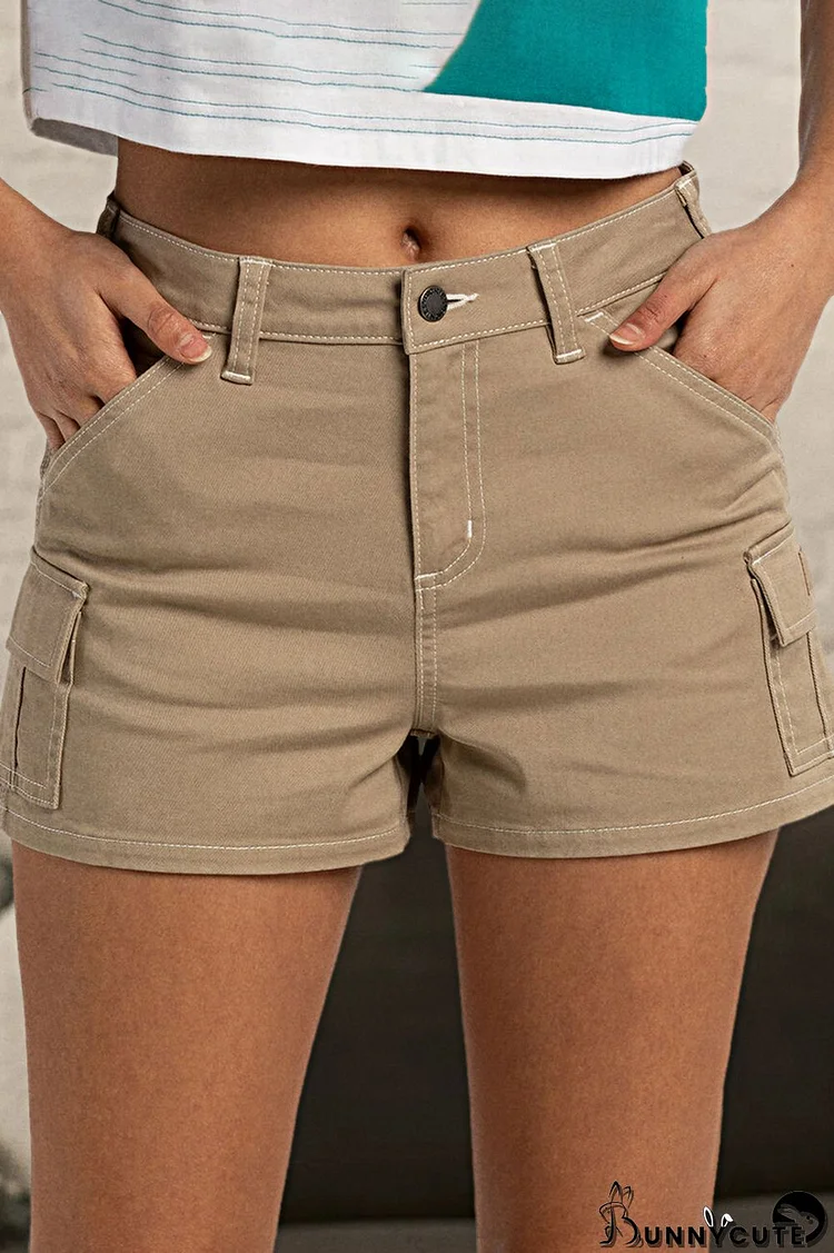 Zip Front Flap Pocket Cargo Shorts