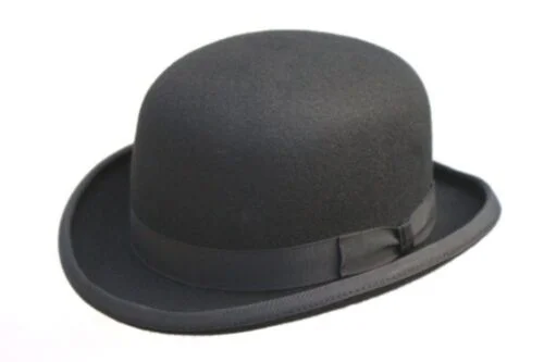 100% Wool Mens Black Bowler Hat Fashion Hat Satin Lining 4 Sizes_ ecoleips_old
