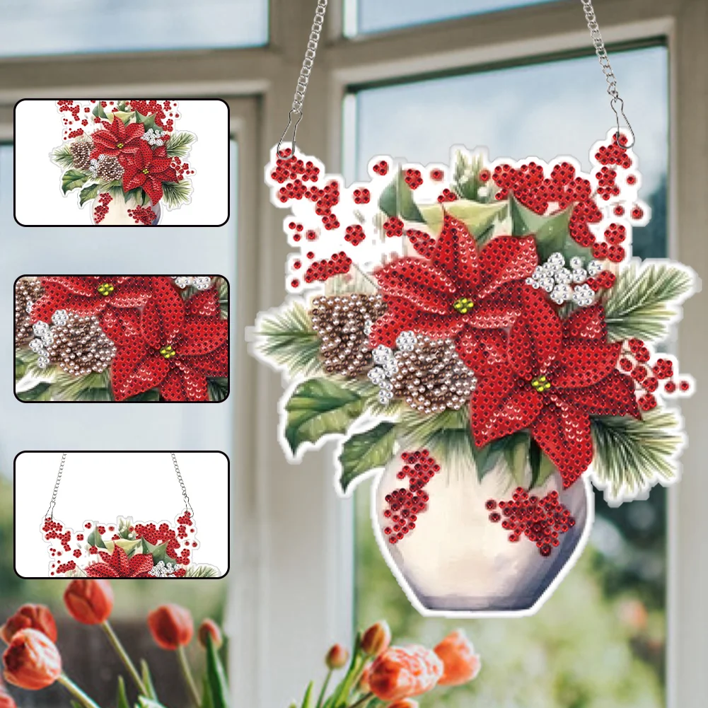 DIY Christmas Bouquet Diamond Painting PendantSingle Sided