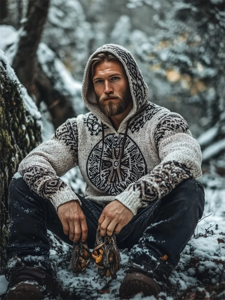 Viking Warrior Totem Men's Hooded Sweater