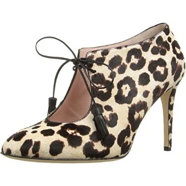 Leopard Print Cutout Lace-up Stiletto Heel Ankle Booties Vdcoo