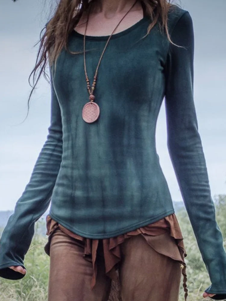 Tribal Style Tie-Dye Long-Sleeve Tee
