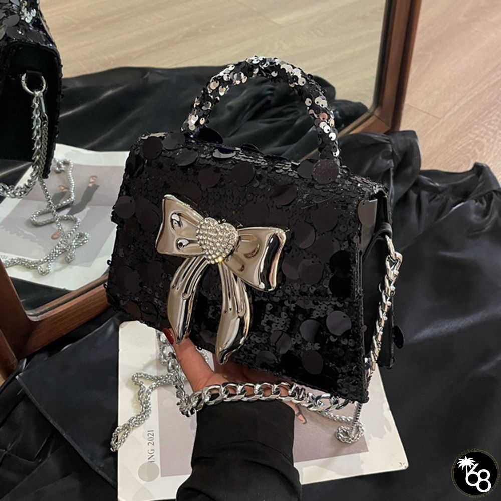 Celebrities Elegant Solid Sequins With Bow Bags | 168DEAL