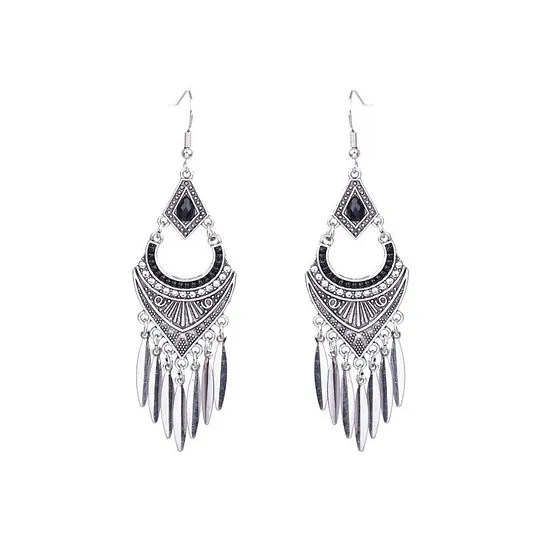 Bohemian earrings vintage national style earrings ancient silver personality exaggerated long tassel eardrop