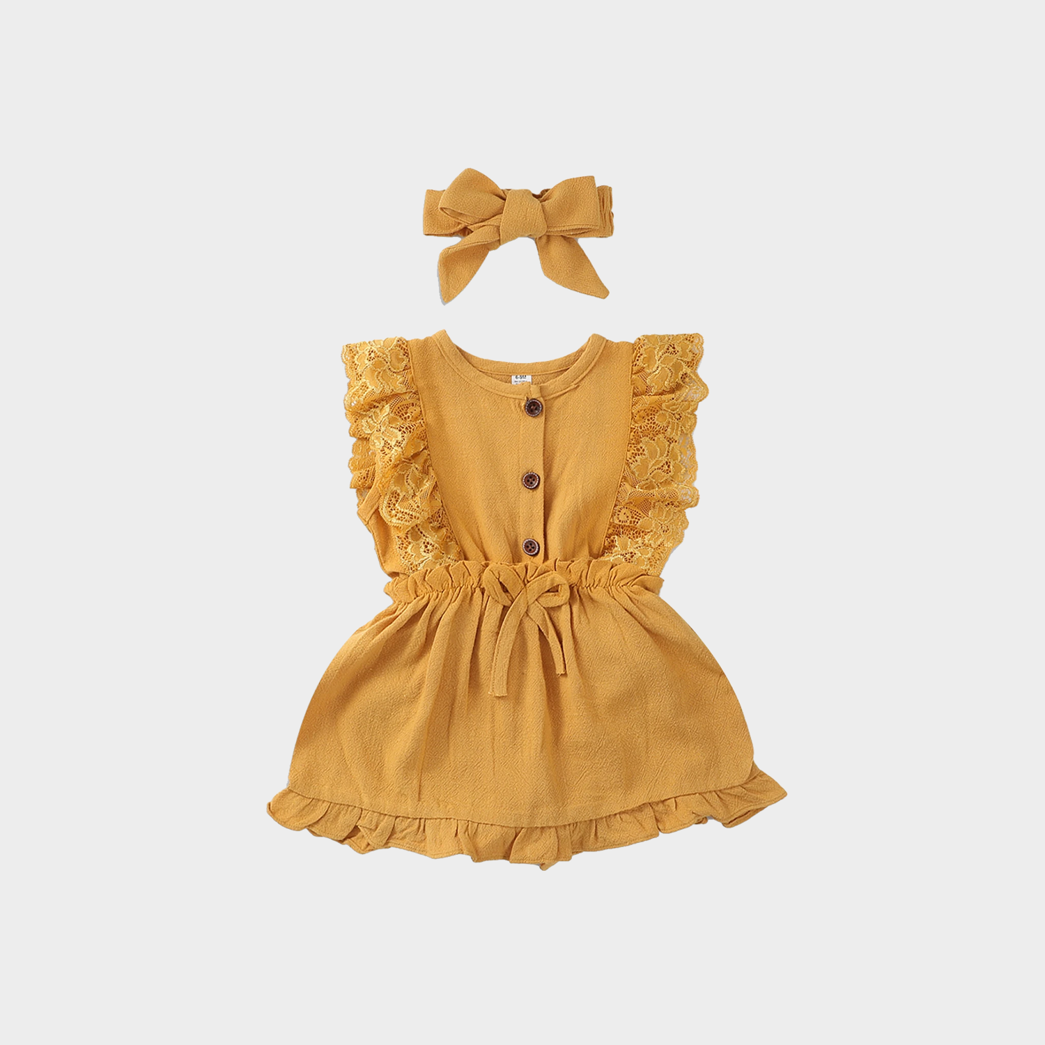 Luxe Lace-Trimmed Linen Baby Girl Romper Set REAL SILK LIFE