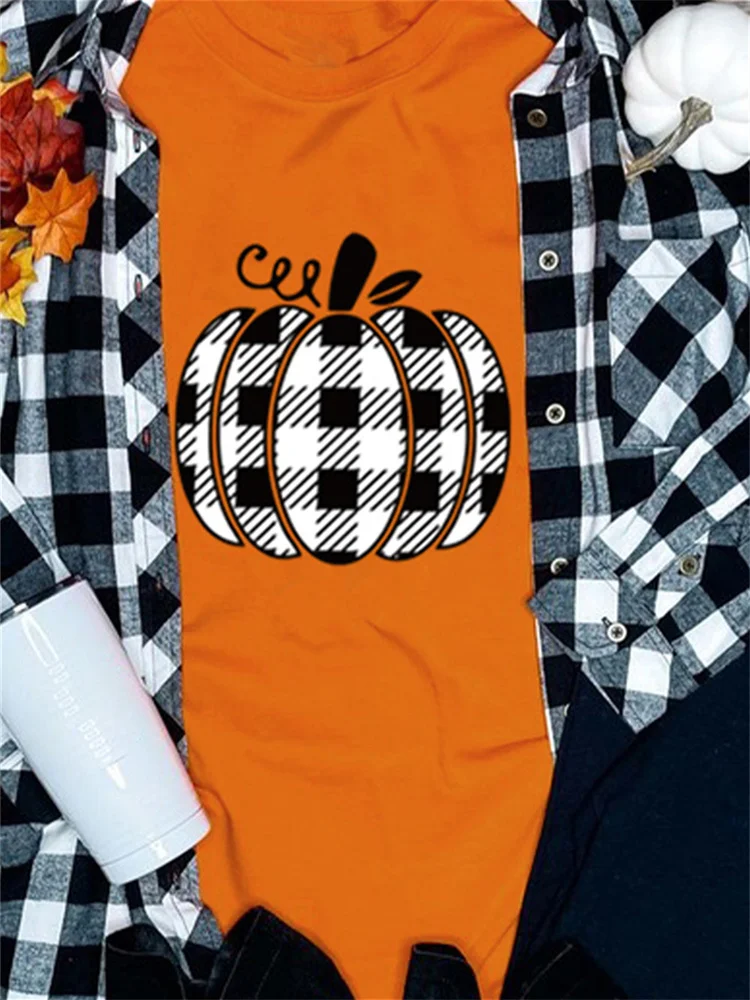 Vefave Orange Pliad Pumpkin Graphic Comfy T Shirt