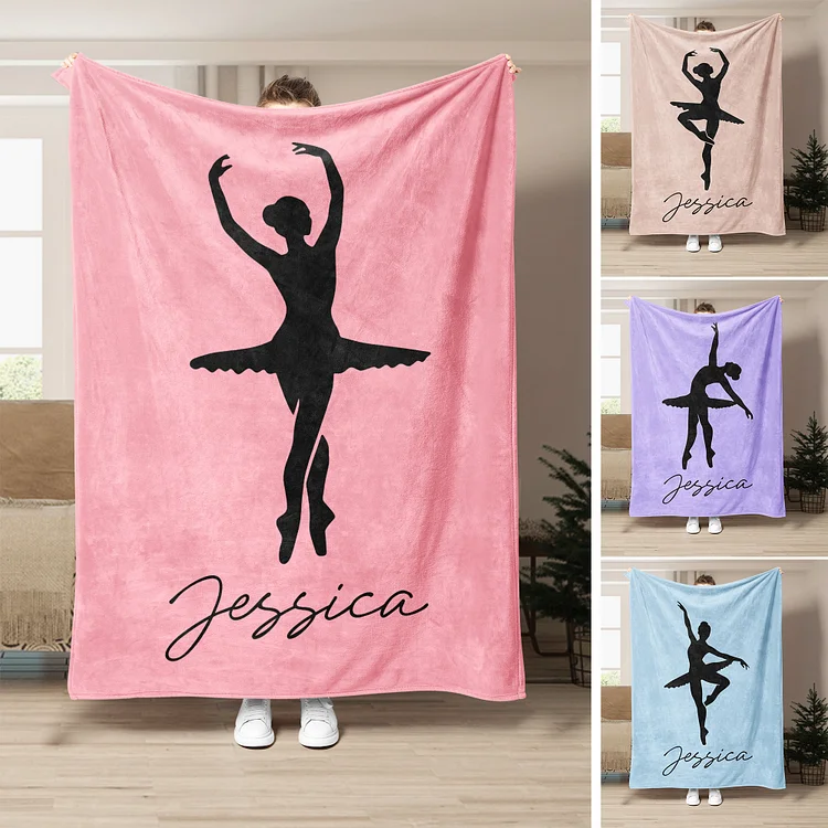 Personalized Ballet Blanket, Custom Name Gift for Girl, Ballet Dancer | BKKid325