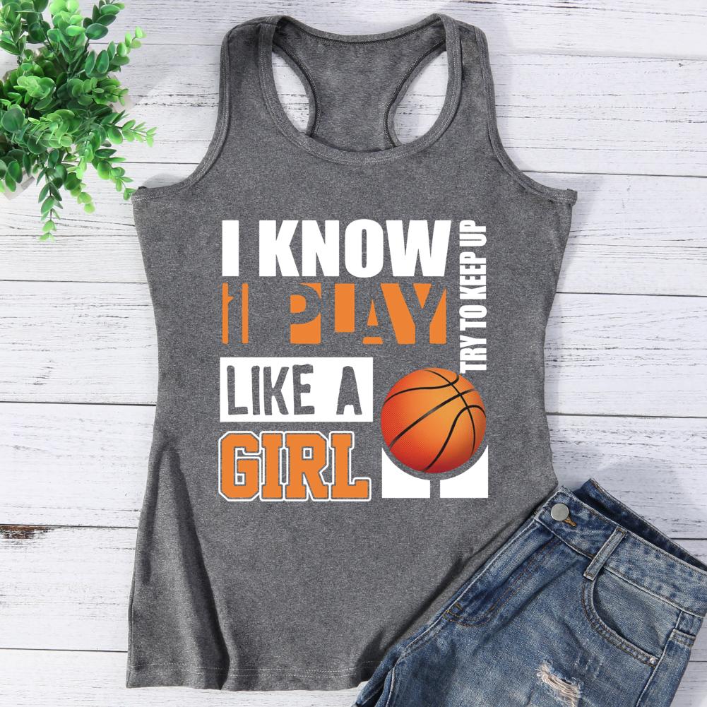 TRY AND KEEP UP Basketball Vest Top-Guru-buzz