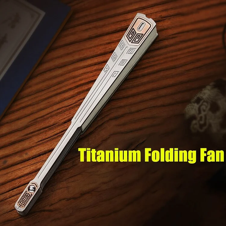 WANWU-EDC 5 Inch Folding Fan Titanium Alloy Copper Metal Outdoor Self-Defense Equipment EDC Antique Collection