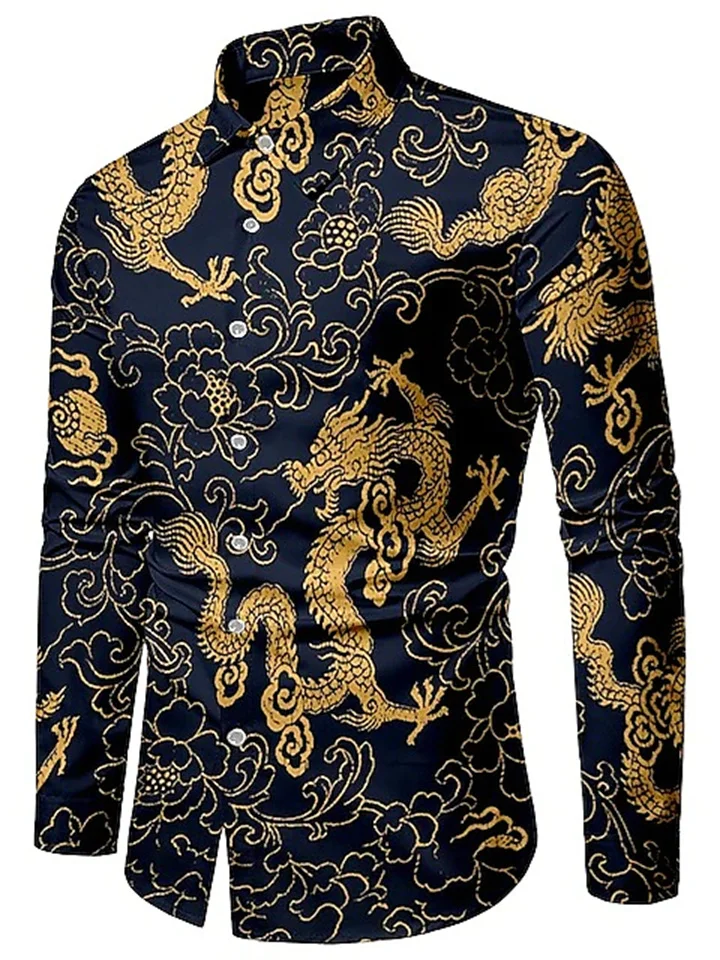 Men's Shirt Graphic Paisley Classic Collar Green Black Casual Daily Long Sleeve Clothing Apparel Fashion Designer Classic
