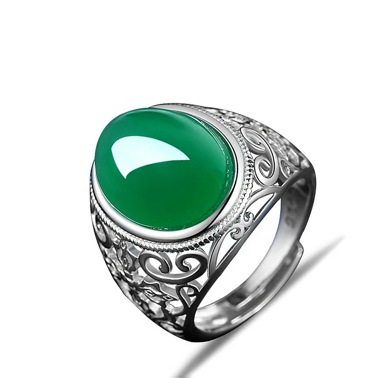 Vintage Emerald 925 Silver Ring
