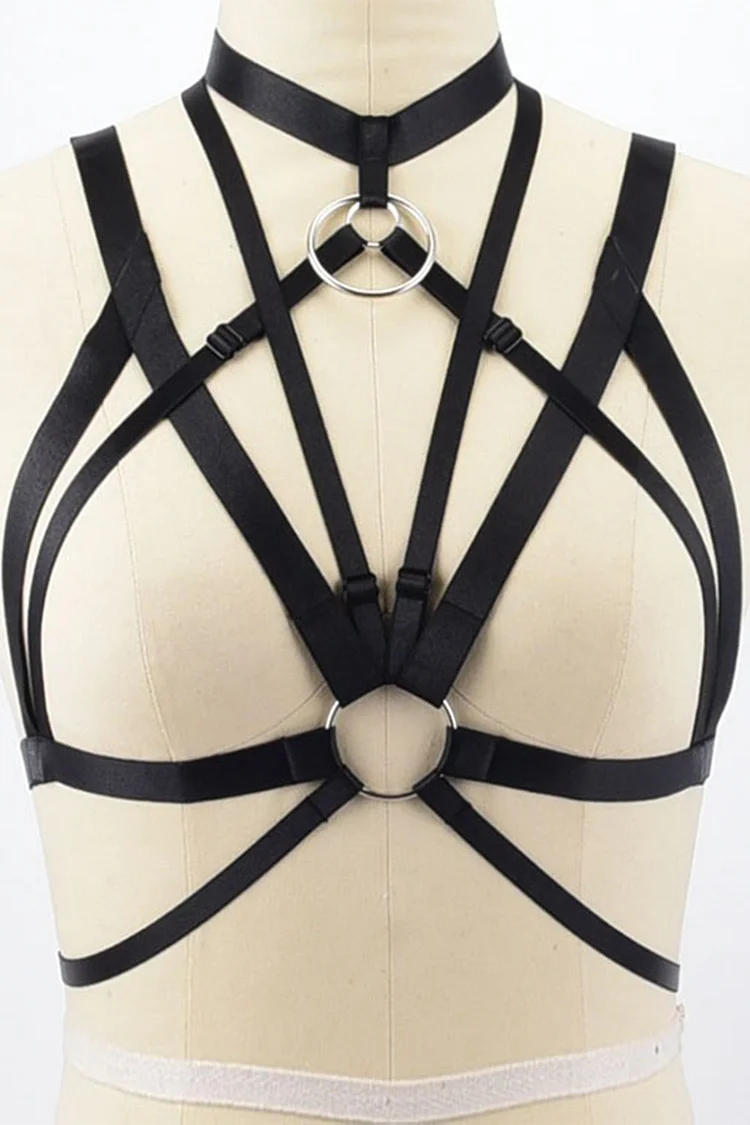 Gothic Black Party Adjustable Grommet Chest Strap