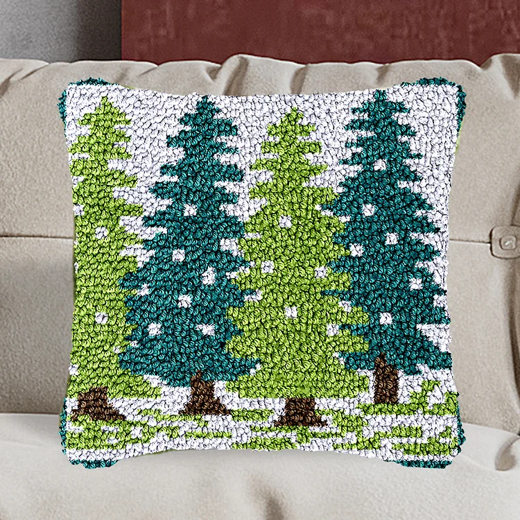 4 Christmas Trees Pillowcase Latch Hook Kit for Adult, Beginner and Kid veirousa