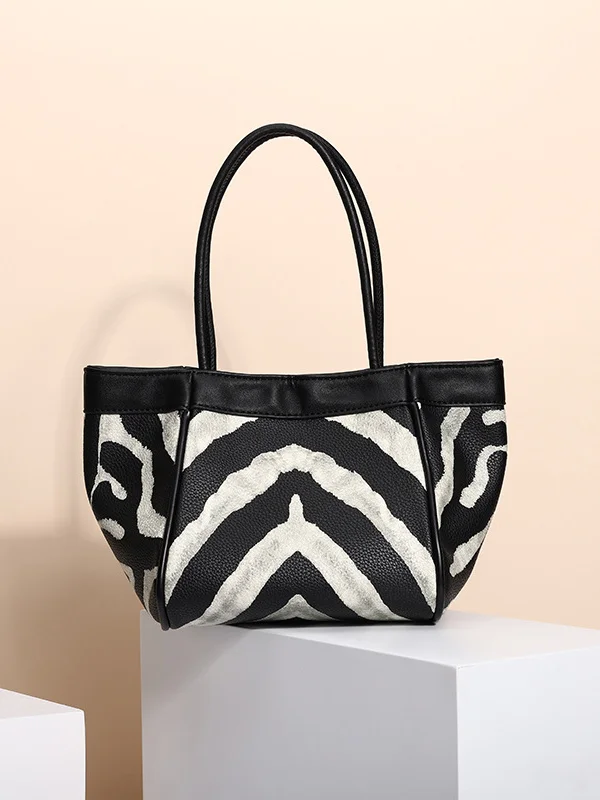 Retro Zebra-Print Casual Handbag