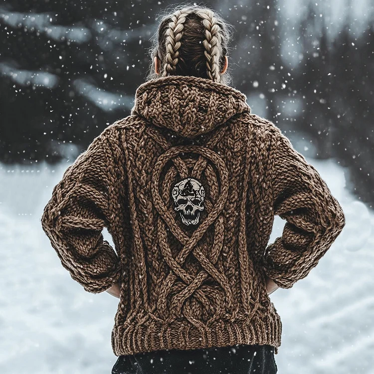 Women's Vintage Viking Totem Celtic Knot Pocket Hooded Sweater
